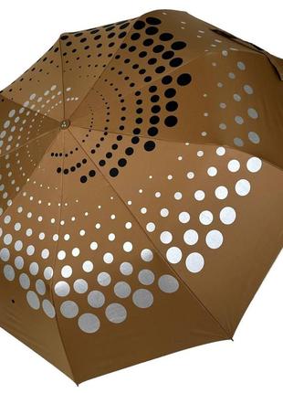 Складной зонт полуавтомат с абстрактным принтом от "серебряный дождь", антиветер, бежевый 022-309-6