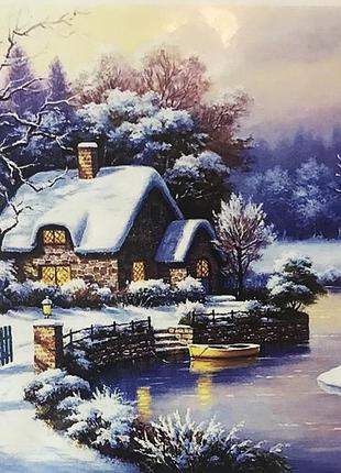 Набір діамантова мозаїка "зимовий будиночок" 40*30 на підрамнику