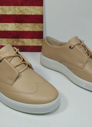 Ecco soft 9 tie sneakers женские кожаные кроссовки оригинал!!!