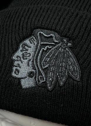 Оригинальная зимняя черная шапка 47 brand chicago blackhawks h-hymkr04ace-bkc4 фото