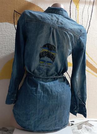 Джинсовое рубашка туника удлиненное платье украины3 фото