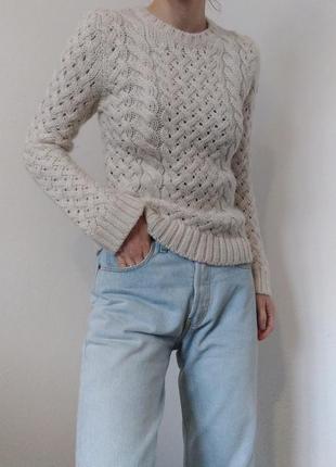 Вязаный свитер молочный джемпер свитер пуловер реглан лонгслив кофта молочная1 фото