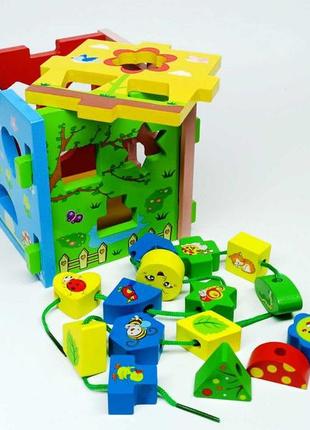 Сортер jia yu toy куб деревянный 14*14 см c39343