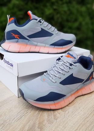 Reebok серые с синим с оранжевым кроссовками мужские демисезон кеды осенние отличное качество9 фото