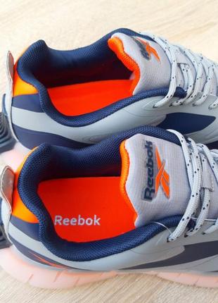 Reebok серые с синим с оранжевым кроссовками мужские демисезон кеды осенние отличное качество6 фото