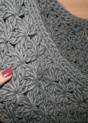 Объемный серый снуд крупной вязки2 фото