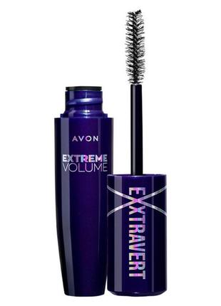 Туш для вій «екстремальний об'єм» extravert avon brown black / коричнево-чорна