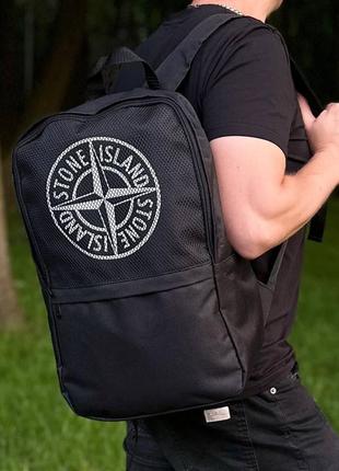 Черный городской рюкзак stone island сетка2 фото