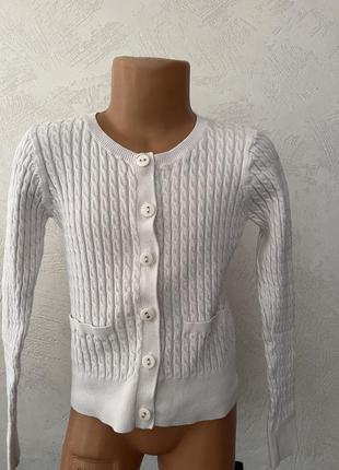 Белая кофта, свечер, школьная кофта 134-140 рост