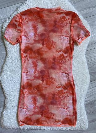 Плаття на купальник сітка принт різнокольорова сукня накидка4 фото