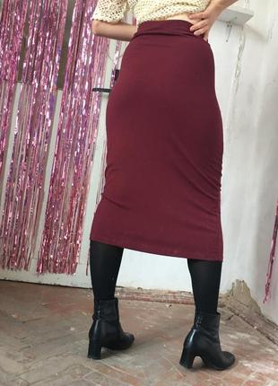 Бордовая юбка-карандаш2 фото