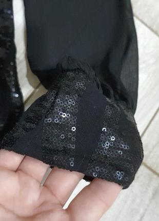 Черная блуза с прозрачными рукавами marks and spencer l/126 фото