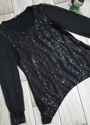 Черная блуза с прозрачными рукавами marks and spencer l/125 фото
