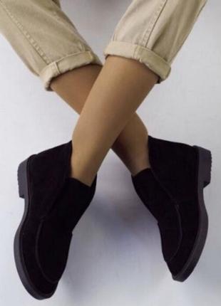 Loro piana! жіночі лофери туфлі підлозі черевики натуральна чорна замша лора піана1 фото