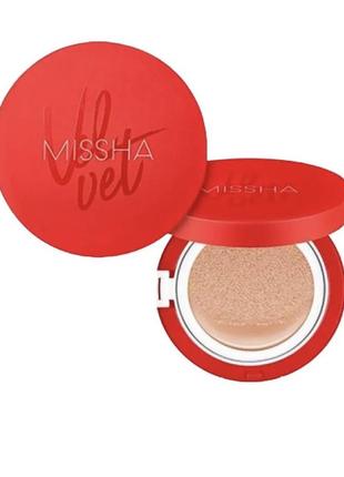 1/1 тональный кушон для лица missha velvet finish cushion с матовым финишем, spf 50+/pa+++, оттенок No21, 15 мл