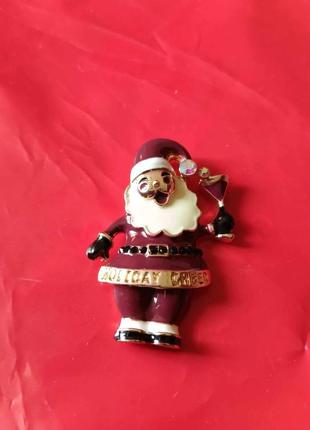 Брошь санта клаус с бокалом
