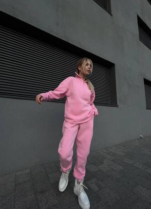 Теплый молодежный костюм женский на флисе спортивный для прогулок, отдыха, флисовая кофта и штаны