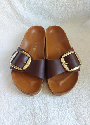 Шлепанцы сланцы birkenstock 36p коричневые кожа1 фото