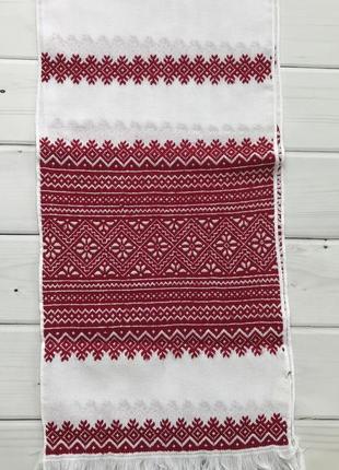 Рушник обрядовый орнамент красный ручная вишивка гладью 190*34 см