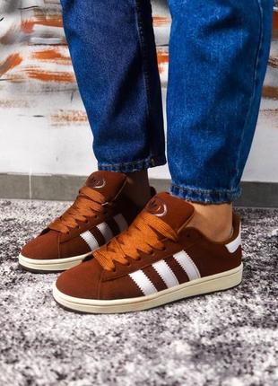 Женские замшевые кроссовки adidas campus 00s brown