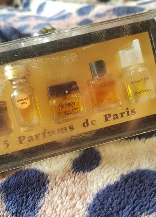 Набор коллекционный  vintage box set of 5 parfums de paris (miniature)франция6 фото