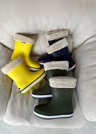 Сапожки резиновые croc с мехом съемным