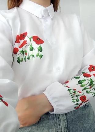 Сорочка блуза біла патріотична жіноча