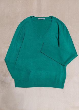 Базовая зеленая кофта кофточка m&s свитер с v-образным вырезом4 фото