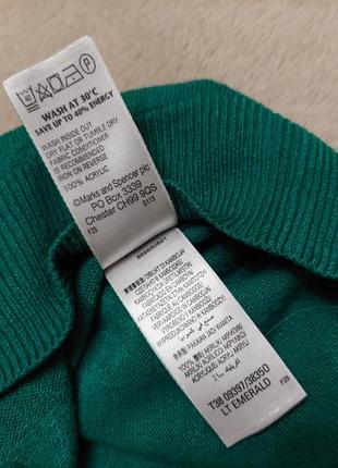 Базовая зеленая кофта кофточка m&s свитер с v-образным вырезом7 фото