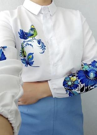 Сорочка блуза вишиванка патріотична жіноча біла