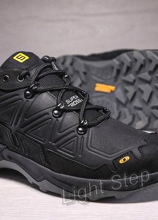 Кожаные мужские кроссовки salomon super cross waterproof