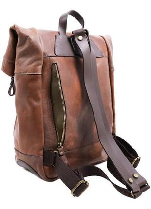 Модный и стильный кожаный рюкзак ролл-топ - the secret history - коньячный time resistance 52291016 фото