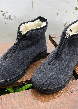 Ботинки мужские утепленные на застежке 44 размер, удобная рабочая обувь для мужчин. of-624 цвет: серый