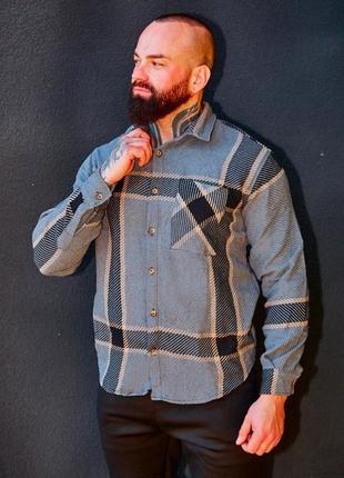 Мужская рубашка байковая рубашки мужские модные с начесом теплые рубашки демисезонные стильные