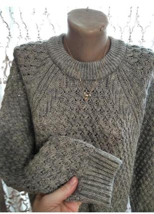 H&m. теплый красивый свитер. вязка лигьерри. батальный размер.
