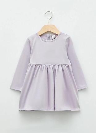 5-6 р 110-116 см лиловое натуральное платье для девочки с круглым вырезом длинным рукавом lc waikiki