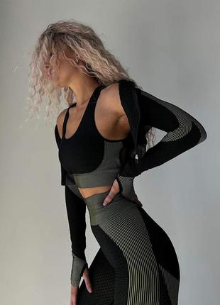 Костюм для фітнесу трійка з рашгардом6 фото