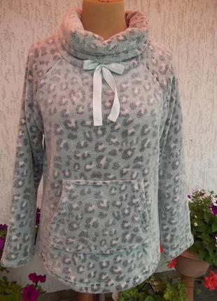 ( м - 46 / 48 р ) флисовая кофта худи женская домашний теплый свитер толстый б / у5 фото