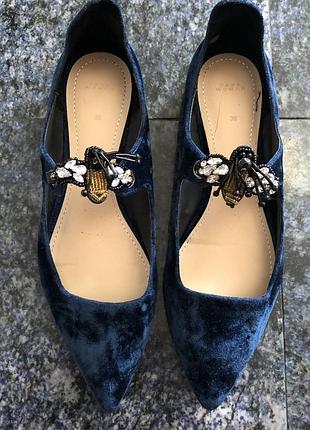 Балетки велюровые zara
