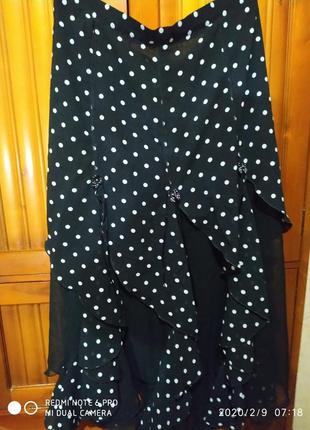 Юбка в горох,с воланами.