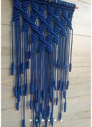 Панно макраме синее панно