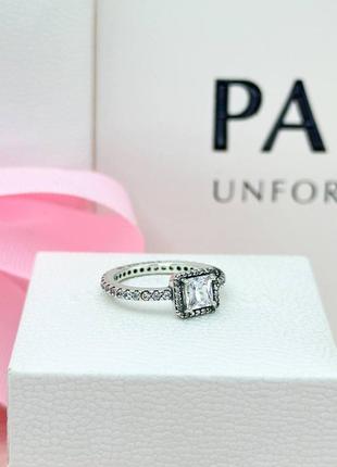 Pandora серебряный кольца «сияющий квадрат»2 фото
