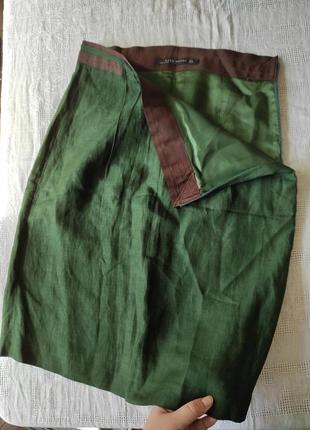 Шикарная юбка из зеленого шелка1 фото