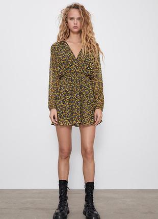 Шифоновое платье zara в цветочный принт