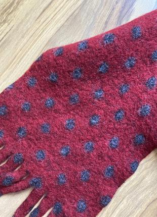 Уматный бордовый шерстяной шарф в серый горох3 фото