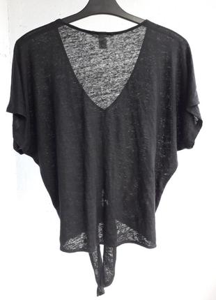 Блуза из льняного трикотажа черного цвета2 фото