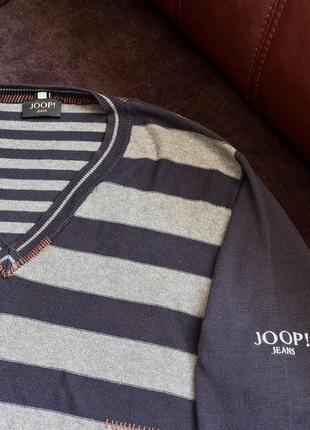 Хлопковый свитер пуловер joop! jeans оригинальный серый в синюю полоску2 фото