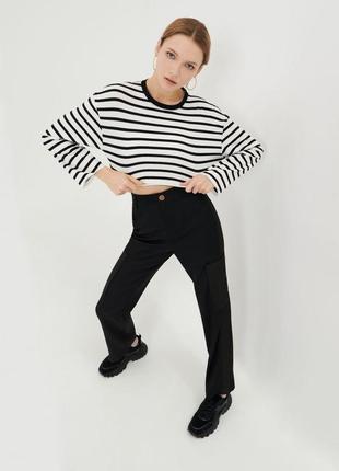 Короткий лонгслів у смужку оверсайз топ sinsay