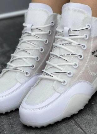 Высокие белые кроссовки кеды хайтопы.4 фото