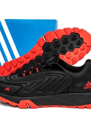 Шкіряні кросівки adidas  колір чорний/ червоний